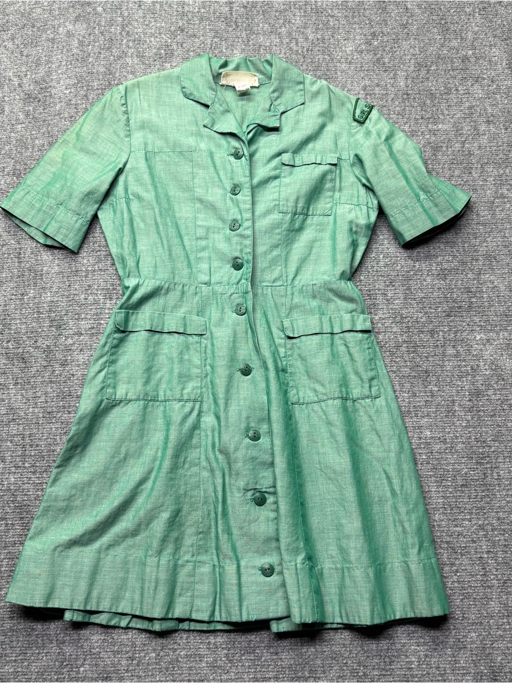 Vintage 1950s Official Girl Scout Uniform Dress 100% Cotton Green Size 10